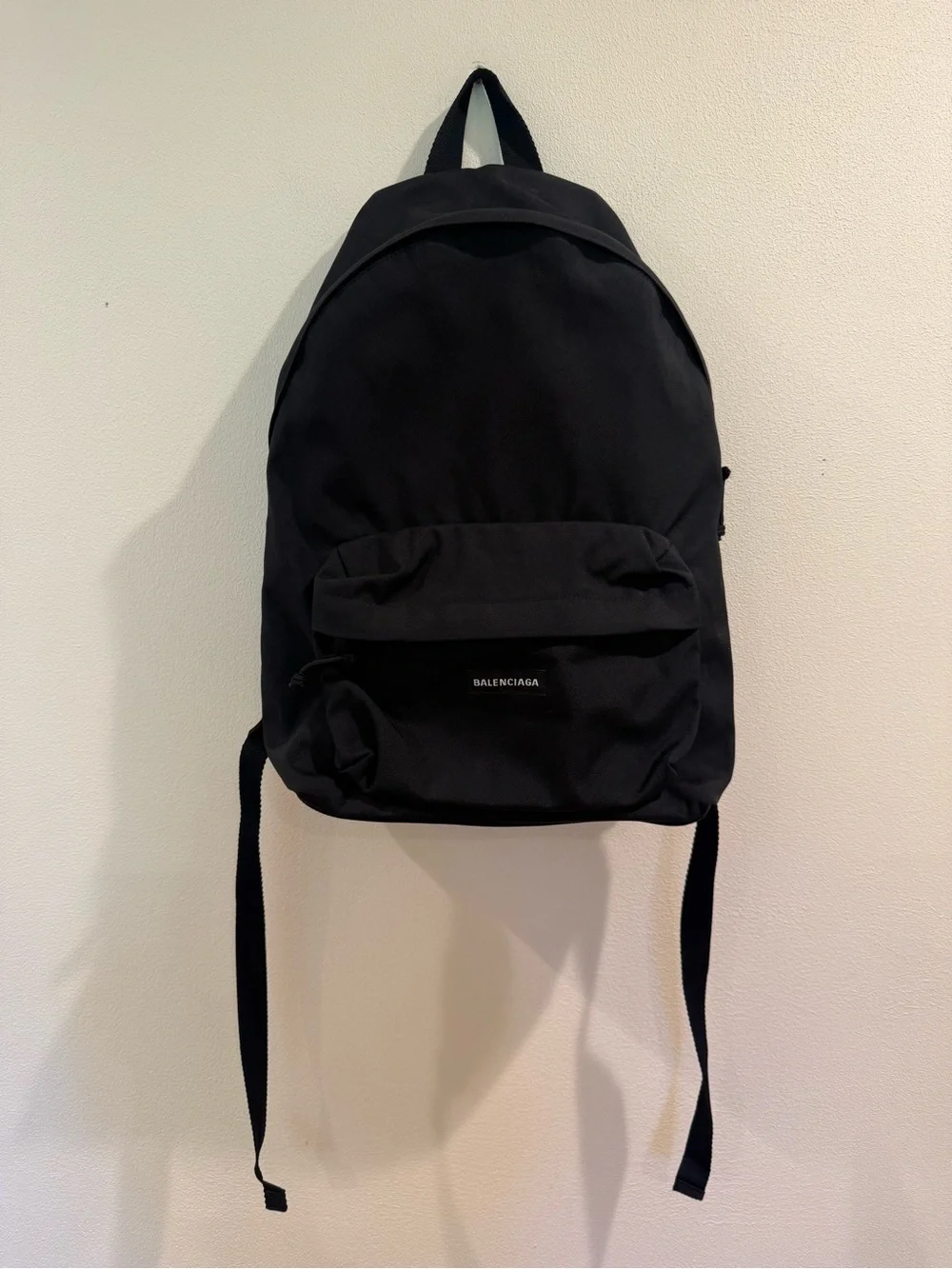 Balenciaga Black Backpack with Front Pocket